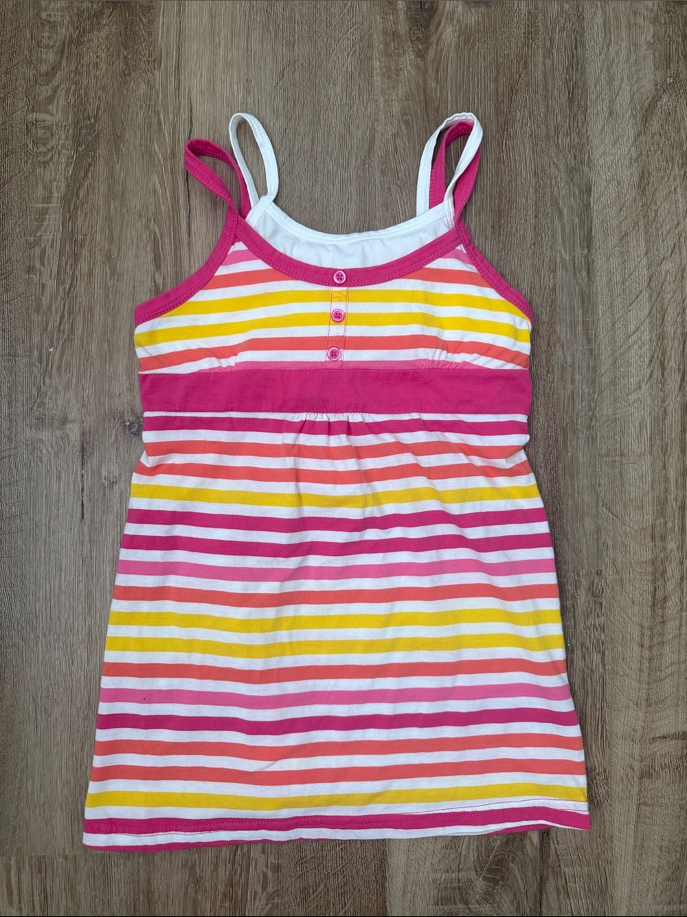 Arizona Girls Striped Tank Top in Pink, Peach, Yellow & White
